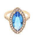 Кільце Xuping лимонна позолота Маркіз із блакитним цирконом медичне золото
