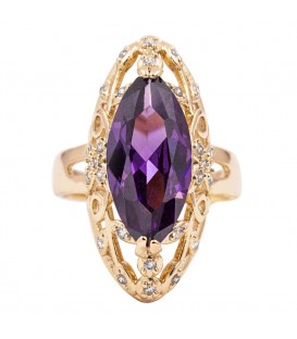 Кільце позолота 18к Маркіз з візерунком - квіточки, метелики