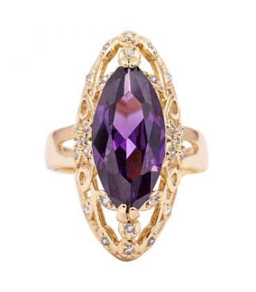 Кільце позолота 18к Маркіз з візерунком - квіточки, метелики