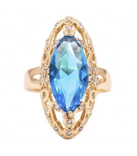 Кольцо позолота 18к Маркиз с узором - цветочки, бабочки