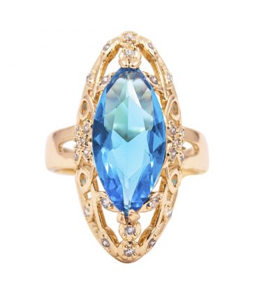 Кільце позолота 18к Маркіз з візерунком - квіточки, метелики