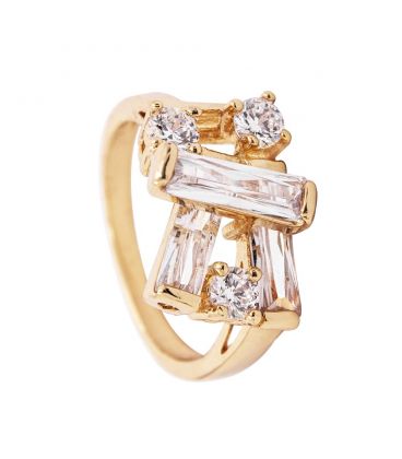 Кільце "Грані" лимонна позолота (Медичне золото)