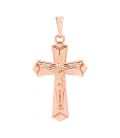 Подвеска позолота Крестик с распятием (плоский, угловатые края, 2,7 см)