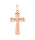 Подвеска позолота Крестик с распятием (плоский, угловатые края, 2,7 см)