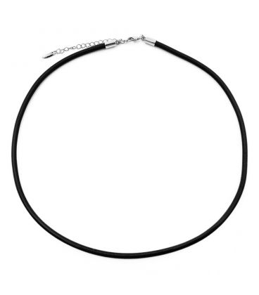 Шнурок на шею черный каучуковый 0.3/42+5 см родиум 