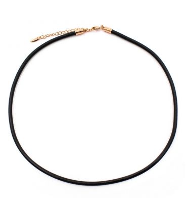 Шнурок на шею черный каучуковый 0,3*40см+5см (Медицинское золото)