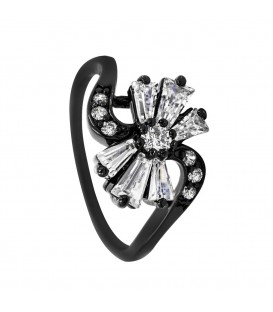 Кільце "Ромашка" чорний родіум