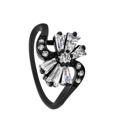 Кільце "Ромашка" чорний родіум