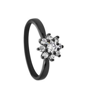 Кільце "Квіточка" чорний родіум