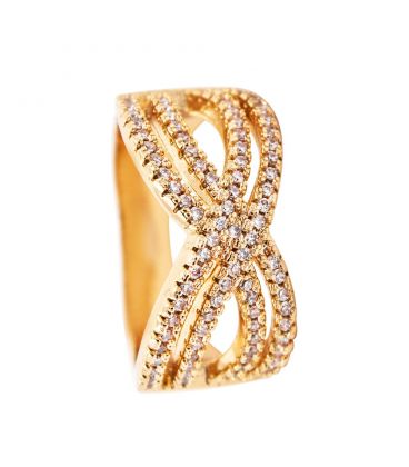 Кольцо “Переплетенье” лимонная позолота (Медицинское золото)