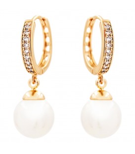 Серьги классические “Жемчуг” лимонная позолота