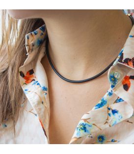 Шнурок на шею черный каучуковый 0.3/42+5 см родиум 