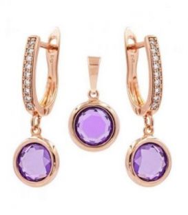 Комплект подвеска+серьги “Колечко” позолота