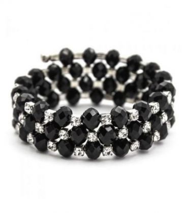 Браслет-пружина з намистин і страз