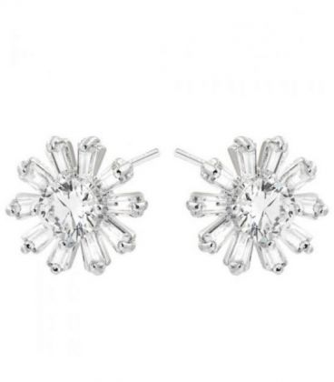 Сережки-гвоздики "Сніжинка" родіум
