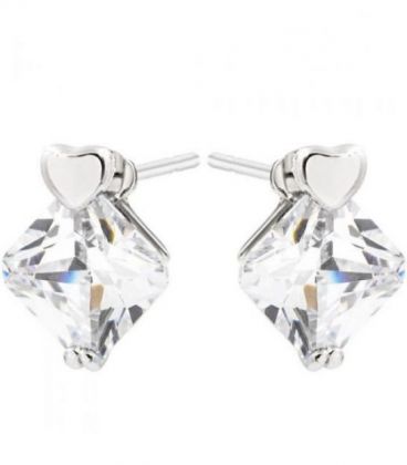 Сережки-гвоздики "Ромб" родіум