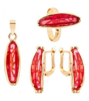 Набор “Глаз дракона” серьги+кольцо+подвеска