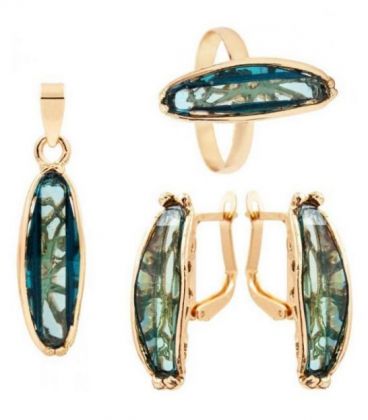 Набір "Око дракона" сережки+кільце+підвіска