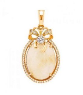 Підвіска із штучним жовтим нефритом лимонна позолота