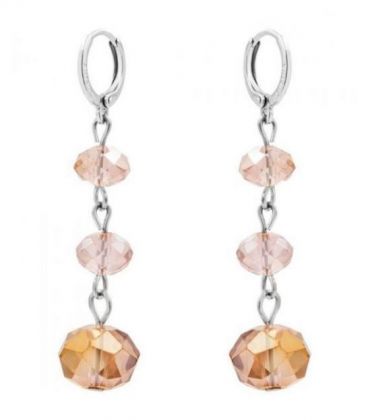 Сережки-підвіски з чеського кришталю родіум