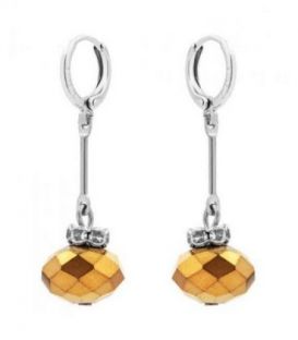 Сережки-підвіски із чеського кришталю родіум