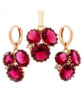 Комплект сережки+підвіска "Ягідки" позолота