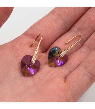 Серьги «Сердца» лим. позолота Swarovski Crystals 3 см