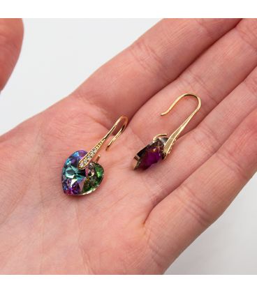 Серьги «Сердца» лим. позолота Swarovski Crystals 3 см