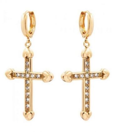 Сережки лимонна позолота, підвіски, "Хрестики"
