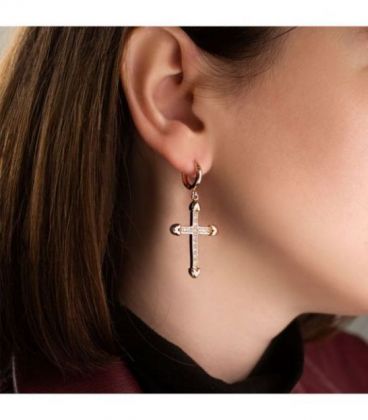 Серьги лимонная позолота, подвески, "Крестики"