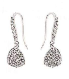 Серьги-подвески родий "треугольник в камнях"