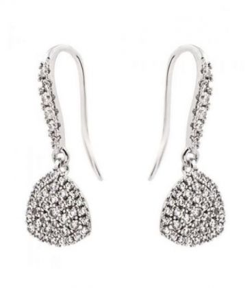 Серьги-подвески родий "треугольник в камнях"