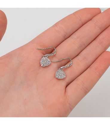 Серьги-подвески родий "треугольник в камнях"