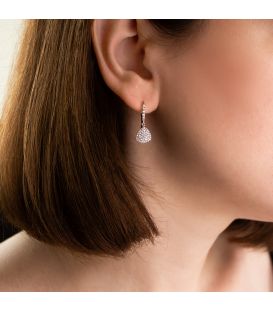 Серьги-подвески родий "треугольник в камнях"