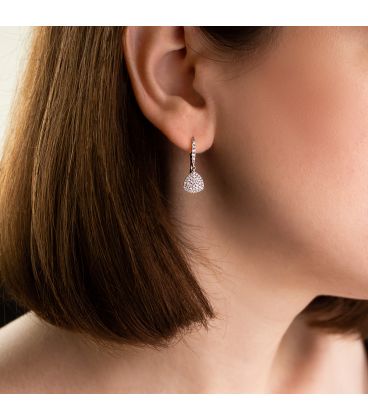 Серьги-подвески родий "треугольник в камнях"