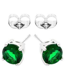 Серьги-гвоздики родиум (6мм), зеленый