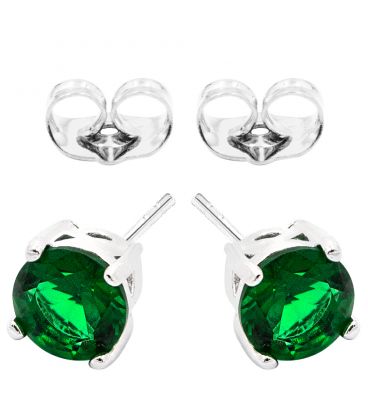 Серьги-гвоздики родиум (6мм), зеленый