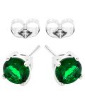 Серьги-гвоздики родиум (6мм), зеленый