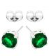 Серьги-гвоздики родиум (6мм), зеленый
