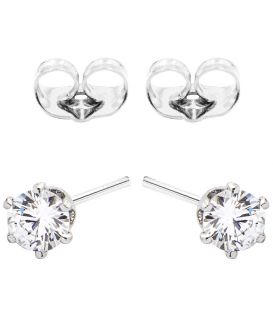 Серьги-гвоздики родиум "Камень 0,4 " в цветке-держателе