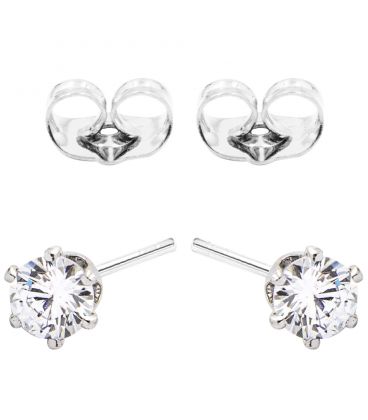 Серьги-гвоздики родиум "Камень 0,4 " в цветке-держателе