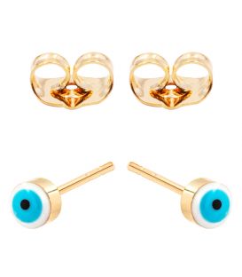 Сережки-гвоздики "Lucky eye" від пристріту лимонна позолота