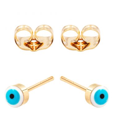 Сережки-гвоздики "Lucky eye" від пристріту лимонна позолота