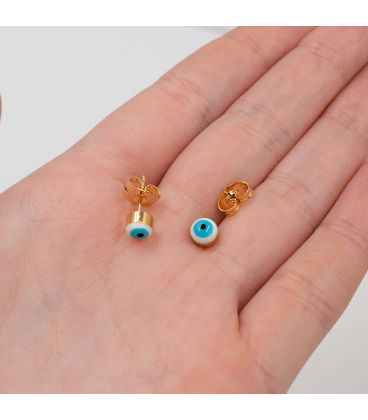 Сережки-гвоздики "Lucky eye" від пристріту лимонна позолота