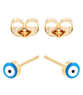 Сережки-гвоздики "Lucky eye" від пристріту лимонна позолота