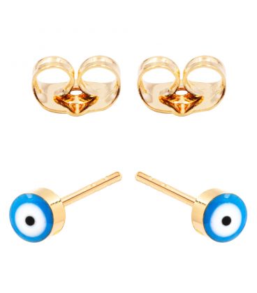 Серьги-гвоздики — лимонная позолота, "от сглаза" 0,5 см круглые, эмаль