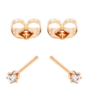 Серьги-гвоздики лимонная позолота "Камень 0,2 в цветке держателе" 