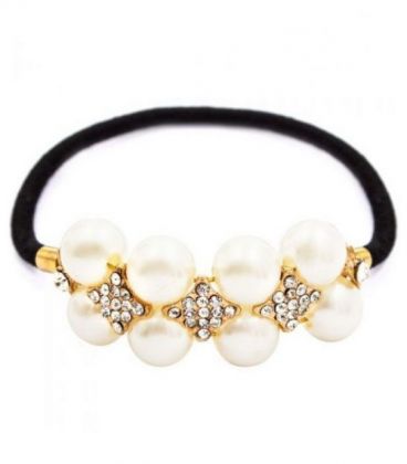 Резинка для волос с жемчужной брошью