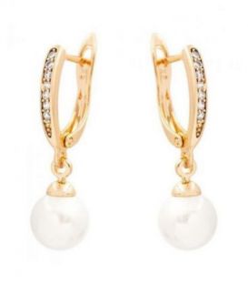 Сережки класичні "Перлина" лимонна позолота