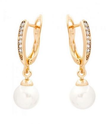 Сережки класичні "Перлина" лимонна позолота